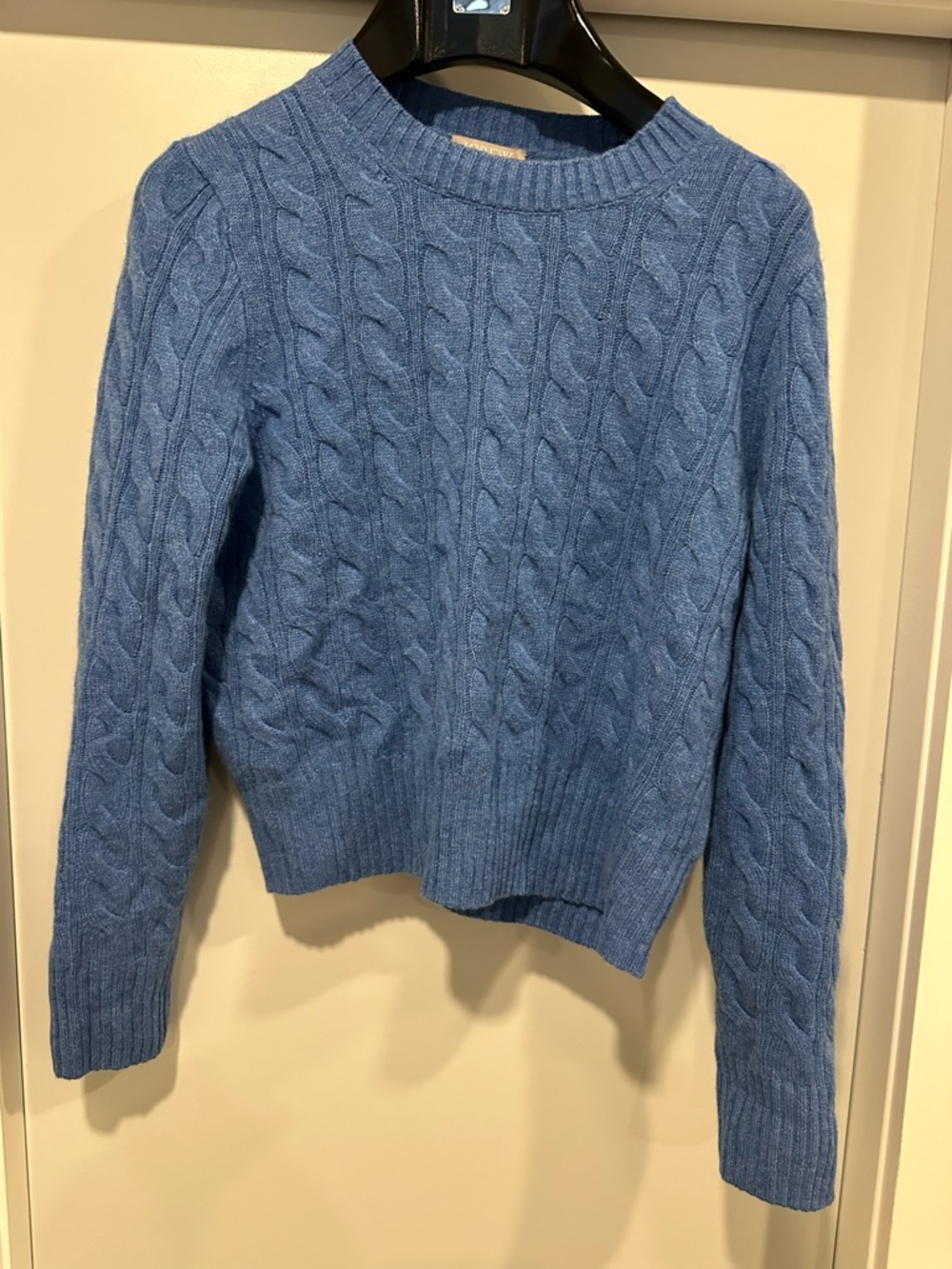 J. Crew Blue Cashmere Cable-Knit Crewneck Sweater
